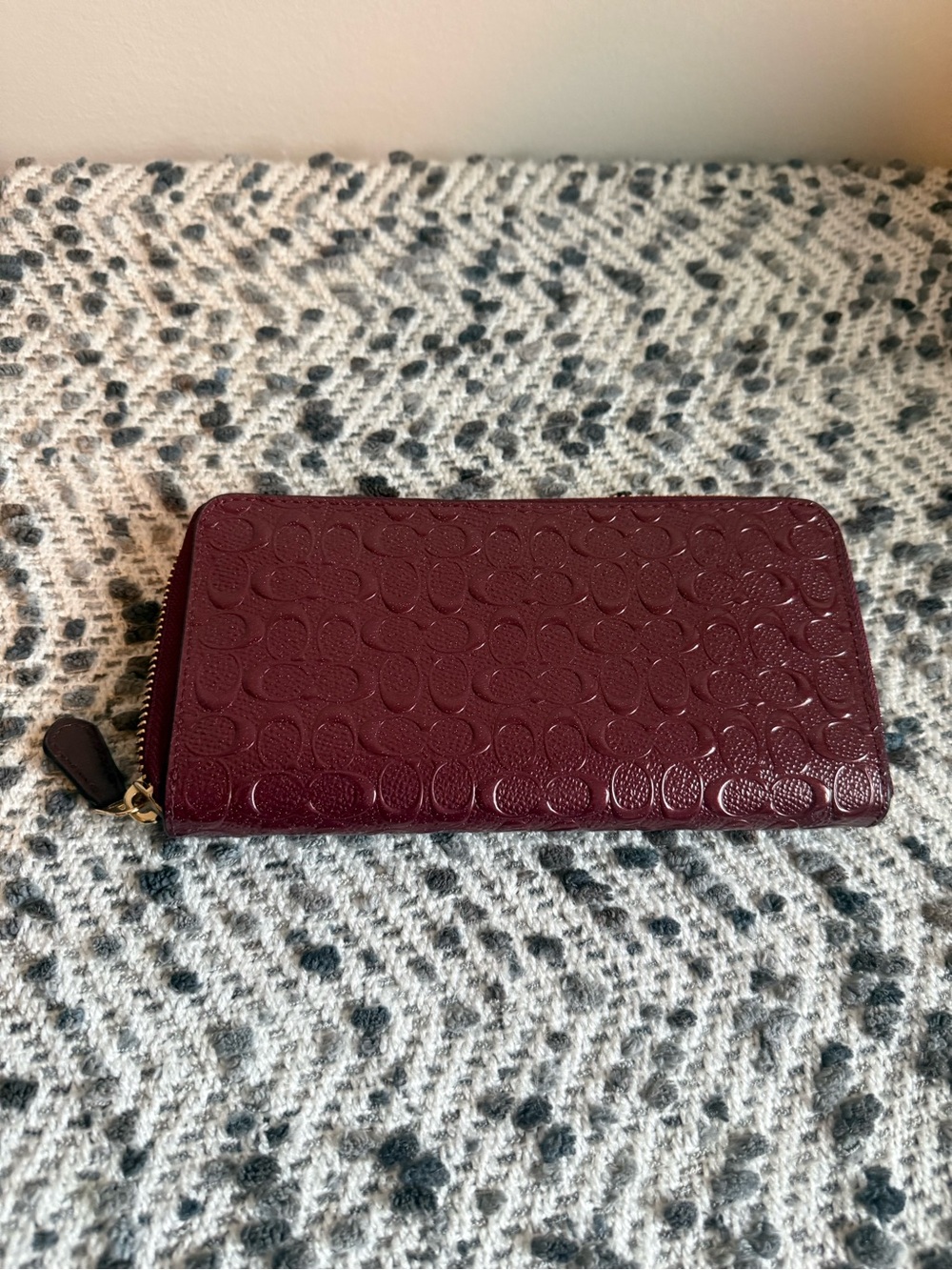 Coach Embossed Zip Wallet in Deep Wine - Picture 3 of 5